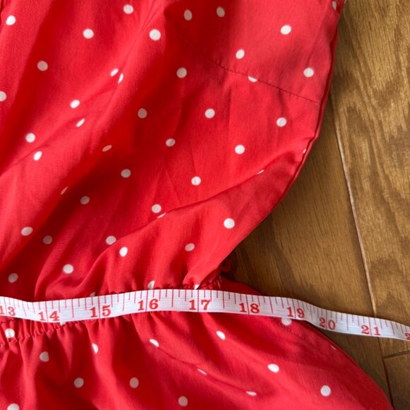 ❤️ Larry Levine Polka Dot Dress | Red Fit & Flare | Belted Waist | Classic Style - Picture 5 of 5
